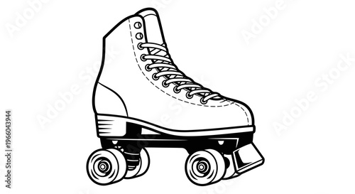 Classic linear roller skate design perfect for retro and recreational themes