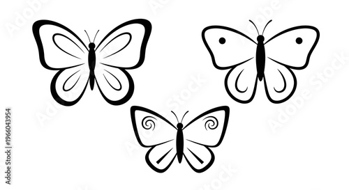 Elegant minimalist butterfly designs with bold outlines