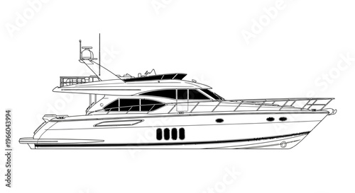Sleek yacht line art design for nautical projects
