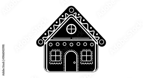 Gingerbread house silhouette with festive icing design