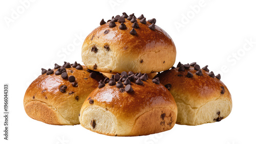 Canvastavla Sweet brioche buns with chocolate chips, isolated on transparent background