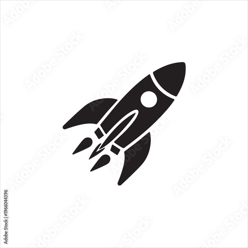 Minimalist Rocket Launch Icon for Startup and Success . Space Rocket Ship Vector Illustration in Flat Style