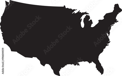 Black Silhouette of the United States Map vector illustration
