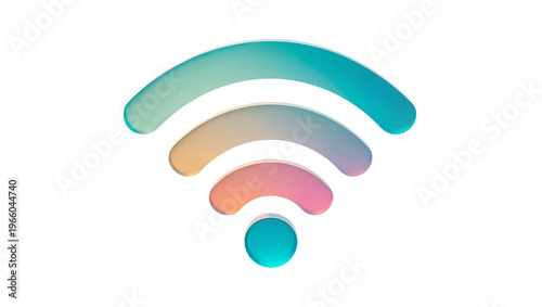 Принти на полотні Colorful 3D Wi-Fi symbol isolated on transparent background, for network