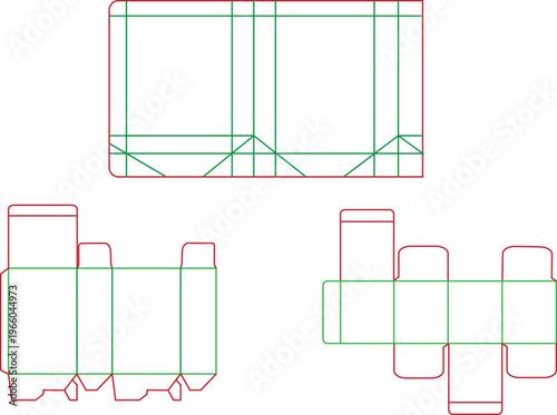 Collection of Professional Packaging Box Dielines with Auto-Lock Bottom and Folding Flaps for Product Design.
