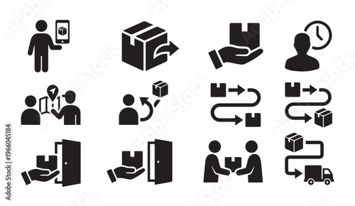 Delivery and logistics service icons set for shipping and e-commerce apps