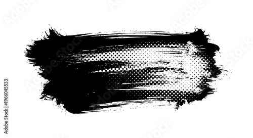 Textured grunge paint brush stroke with halftone effect