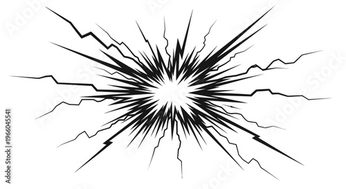 Dynamic black and white explosion burst with jagged lines