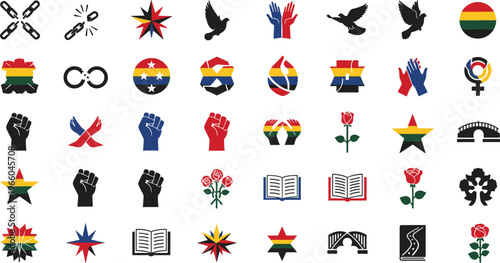 Black liberation movement symbols and logos on white background