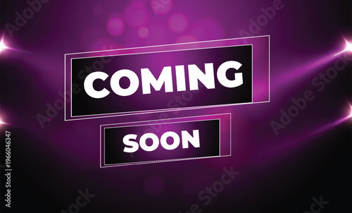 Coming soon announcement lights and bokeh effect product launch notification template