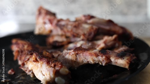 Rib Bones On Plate After Meal