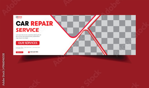 car repair and maintenance banner design with professional mechanic and car service promotion layout