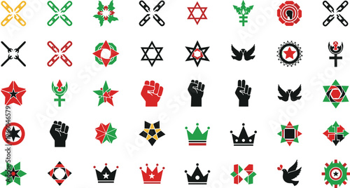 Collection of various political and social movement symbols and logos
