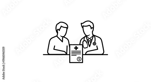 Doctor and Patient Discussing Medical Bill or Insurance Document
