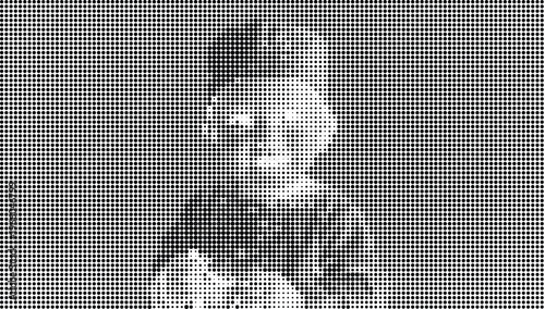 Halftone pattern with a baby boy face in grayscale tones and a