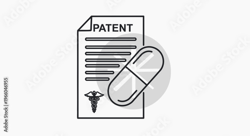 Medical Patent Document with Pill Icon and Caduceus Symbol
