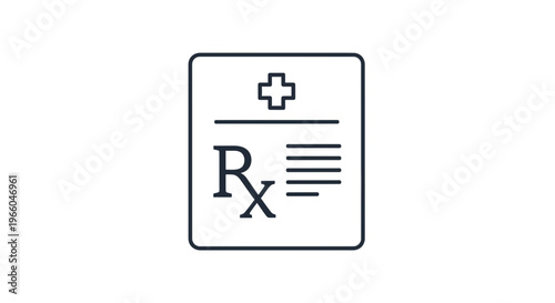 Medical prescription icon, Rx symbol, healthcare concept, doctor's order, pharmacy document