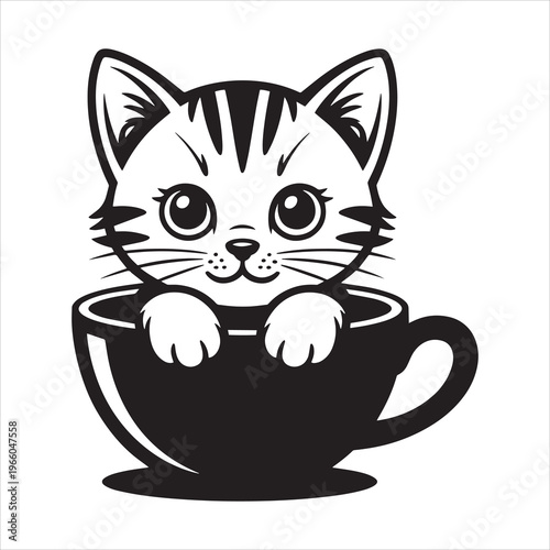Cute Cat in Cup