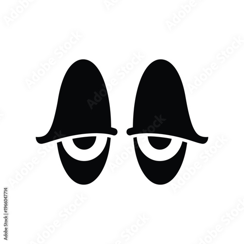 Minimalist black and white cartoon eyes with heavy eyelids or hats, expressing a sleepy, bored, or suspicious look for urban streetwear and graphic design.