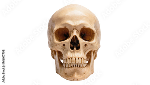 фотографія Detailed human skull natural bone texture, isolated on transparent background fo