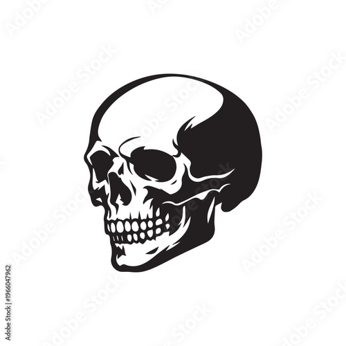 Minimalist Black and White Skull Vector Illustration for Dark Themes and Horror Designs
