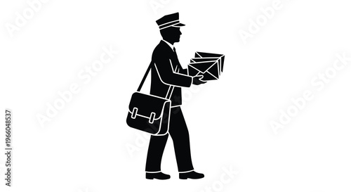 A classic depiction of a postal worker carrying mail showcasing a bold and striking silhouette high quality professional detailed modern elegant