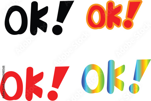 Four different ok exclamation marks isolated on white background, Vector, illustration