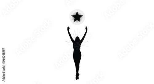 silhouette woman reaching star success achievement
