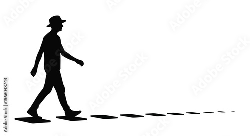 man walking alone leaving footprints behind