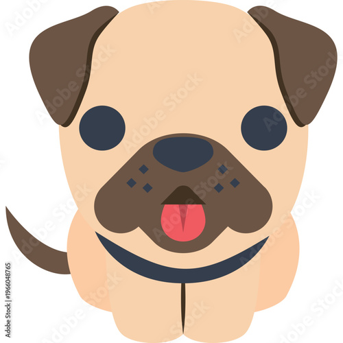Vector cartoon dog face of Pug breed. Puppy, pets design element.