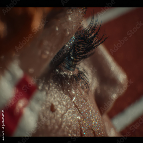 Close-up of woman eye with water droplets