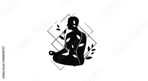 yoga meditation silhouette logo vector illustration
