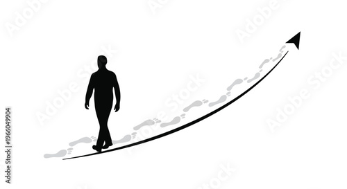 man walking up arrow graph growth success
