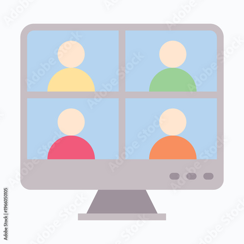 Online Meeting Icon, Flat style vector icon, 