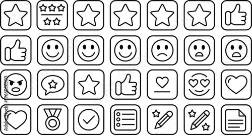 Flat set of facial expressions and emotions in black and white flat facial expressions face smile