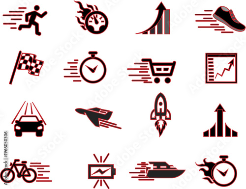   Speed design elements various black white flat icons.eps