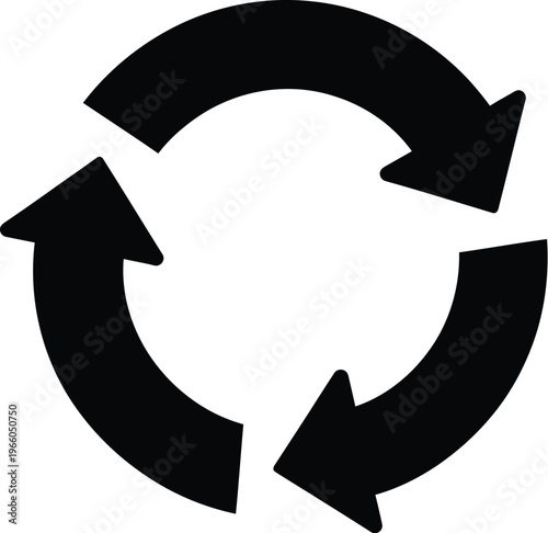 Circular arrows symbolizing continuous recycling process isolated on white background, Vector