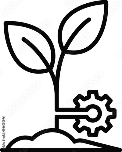 Innovation sprouting from the roots of technology and nature isolated on white background, Vector