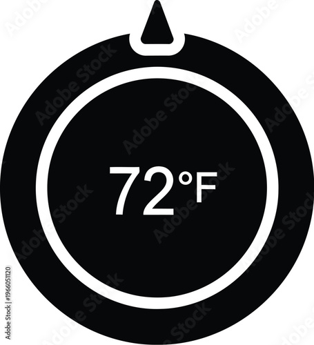 Thermometer displaying a room temperature of seventy-two degrees fahrenheit isolated on white background, Vector