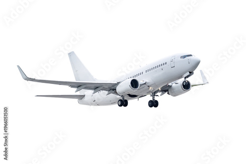 Take off white passenger airliner isolated