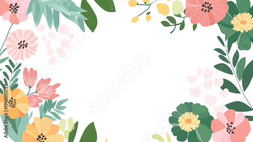 PNG Flowers frame illustration background graphics.