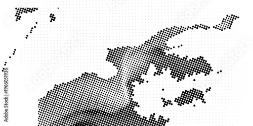 Abstract Halftone Dot Pattern Forming Organic Shape on White Background