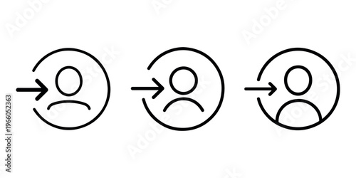 User login icon collection representing entry into account profile and identity confirmation for digital access and personal data security outline set