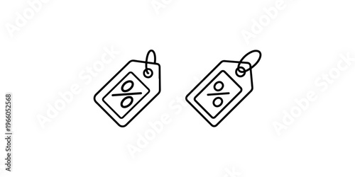 Sale tag icons with percentage symbol representing discounts and special offers for retail promotions and marketing campaigns in commerce