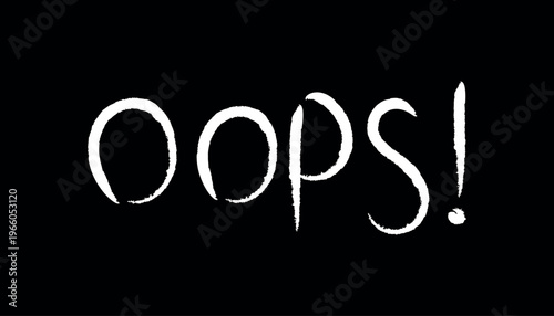 Bold OOPS Text Graphic Design on Black Background.