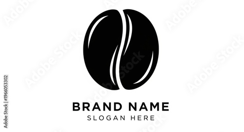 Simple Black Coffee Bean Logo Design.