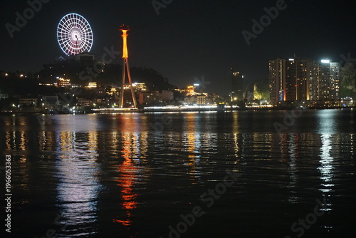 night view of the marina in halong city with sun hills vietnam