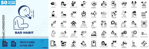 Bad Habit Duotone Editable Icons set