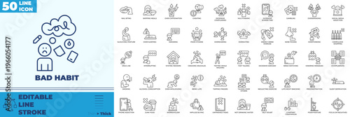 Bad Habit Line Editable Icons set