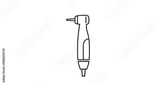 Dental drill icon, line art of a dental handpiece, isolated on white background